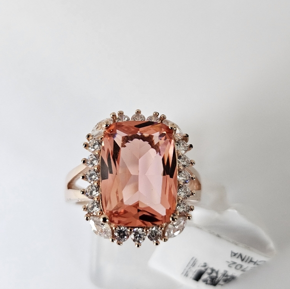 Charles Winston Padparadscha Sapphire  Ring 18k Rose Gold Vermeil Size 7 New - Picture 10 of 10